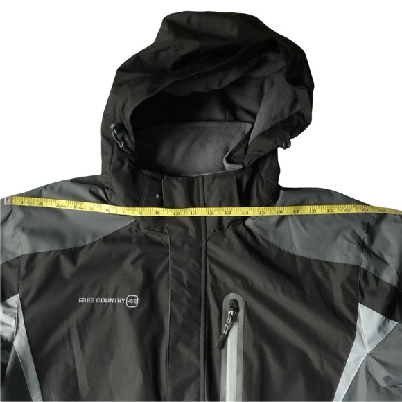 FREE COUNTRY Men’s Lined Jacket Large Black Gray EUC  Water Repellant - Picture 9 of 16